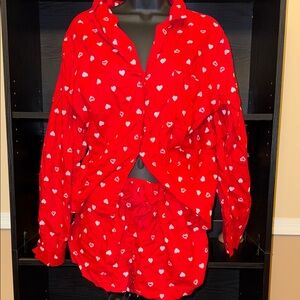 PINK Victoria's Secret Red Heart Pajama Set